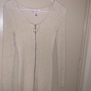 Tan glitter zip up dress from no boundaries